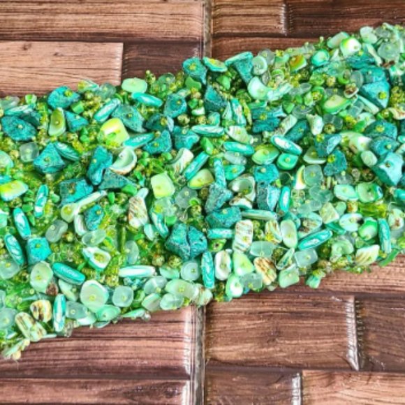 mai cassal Handbags - Vintage Handmade Natural Green Shell Mother of pearl Mosaic Clutch Bag